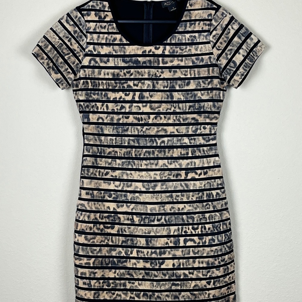 AS by DF Krista Leather Dress Fitted Animal Print; Size S